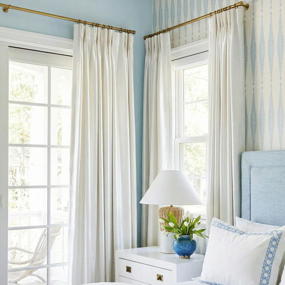 Ivory,Darcy Micro Pearlescent Look Curtains