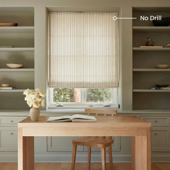 Beige Gray,Avery Vertical Stripe Textured Custom Roman Shades