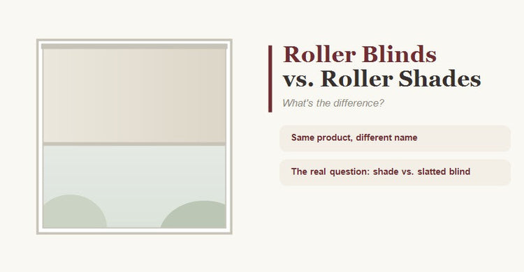 Roller blinds vs roller shades guide showing they are the same product with a different name