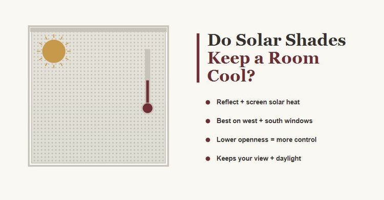 Do solar shades keep a room cool guide showing solar shades reducing solar heat gain while keeping the view