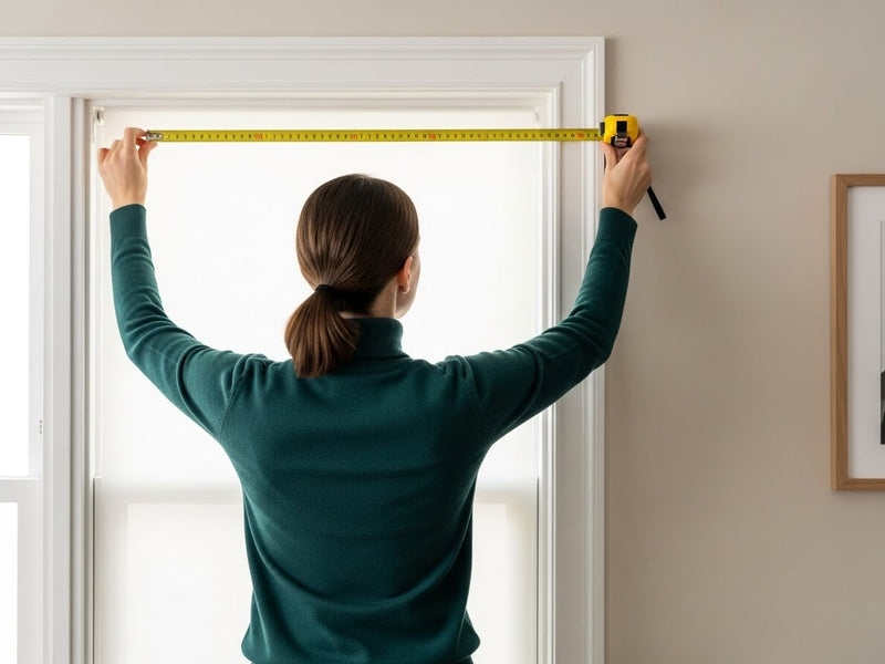 Professional measuring wide windows for custom curtains
