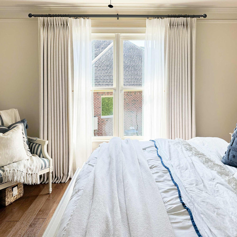 Close-up of high-density linen blend fabric showing scratch resistant weave for cat proof curtains