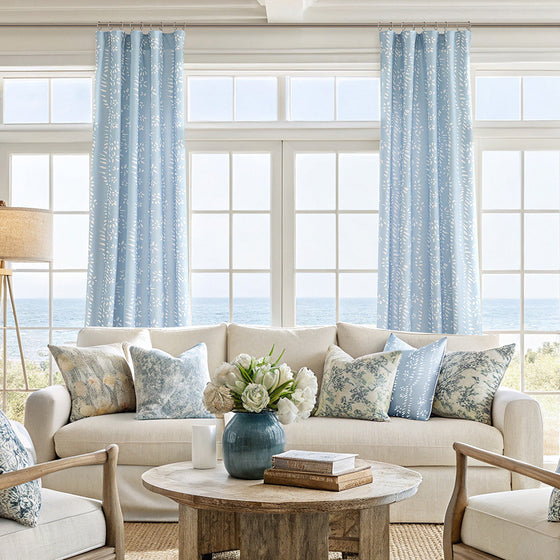 Pat Blue Designer Pattern Curtains