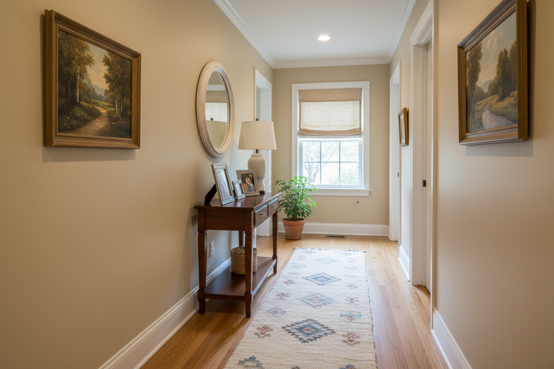 Affordable linen-look curtains for apartment hallways