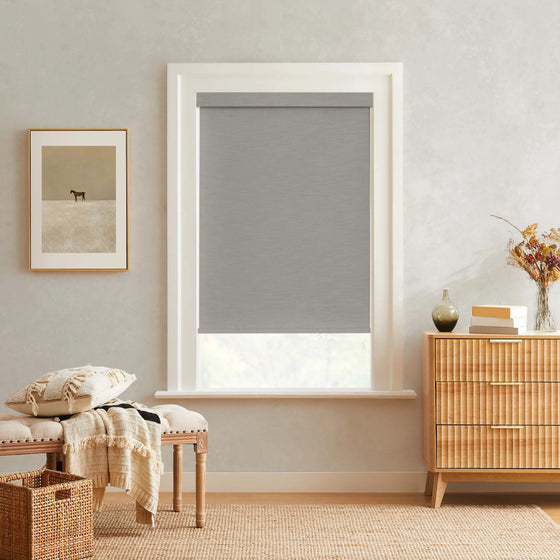 Dark Gray, Adrian Blackout Textured Custom Roller Shade