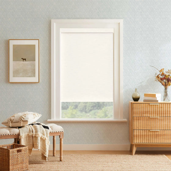 White, Adrian Blackout Textured Custom Roller Shade