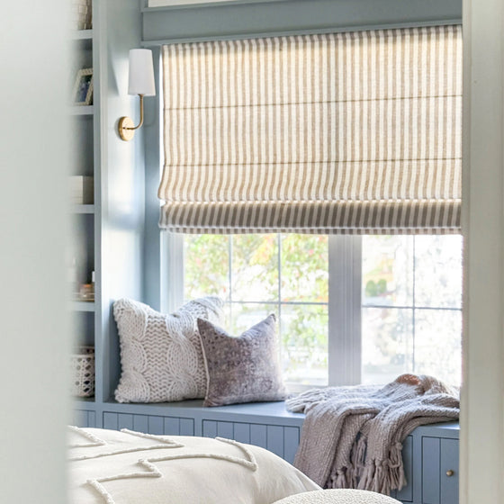 Oatmeal,Alfred Stripe Custom Roman Shades