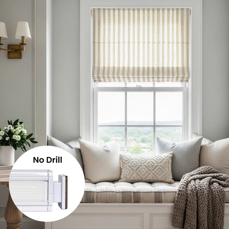 No-drill blackout curtain installation for high-rise bedroom light control