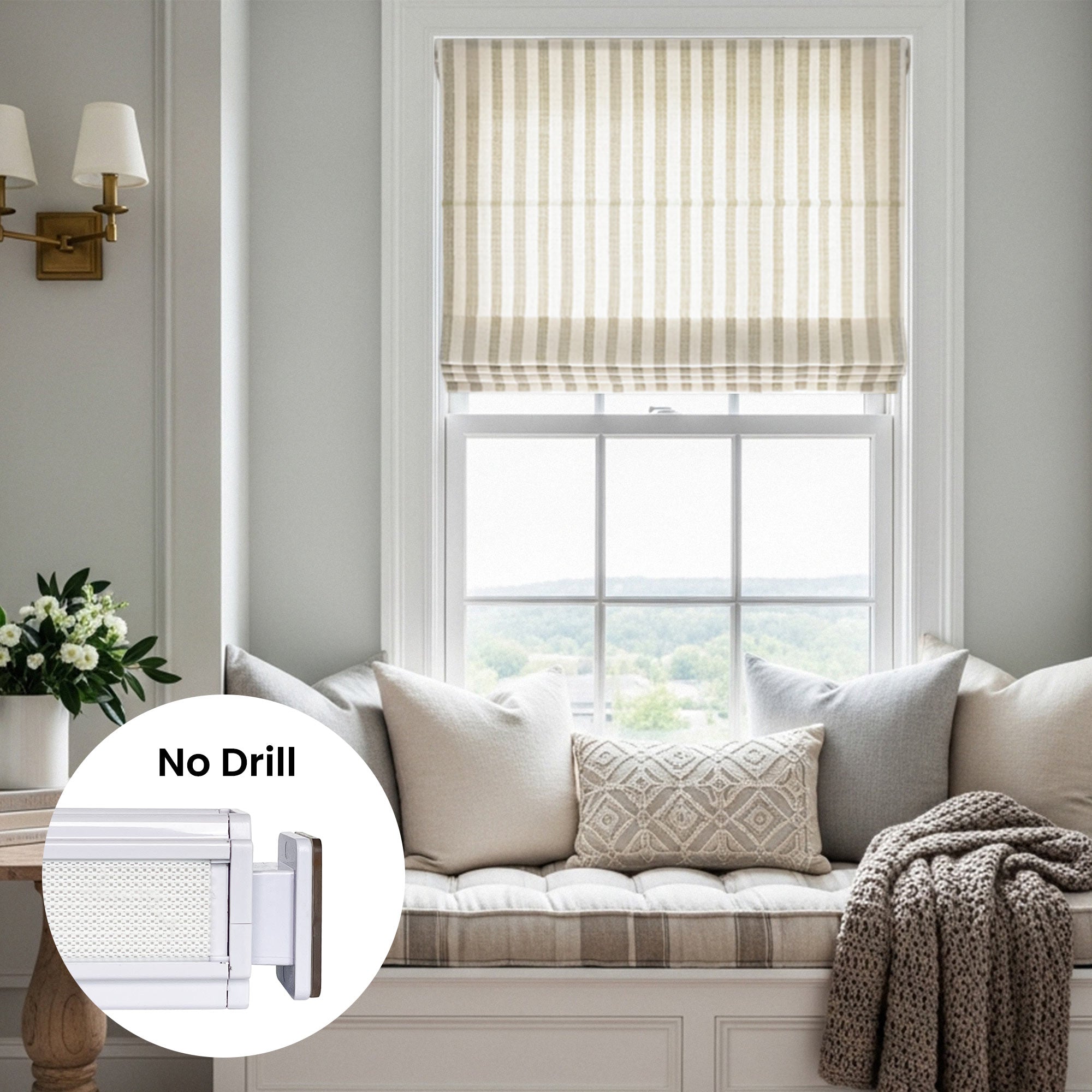 Alfred Stripe No Drill Roman Shades