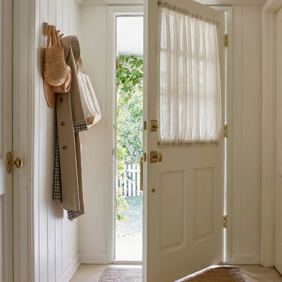 White Stripe,Amber Stripe Pattern Door Curtains