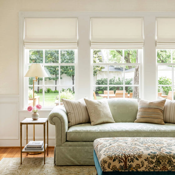 Light Beige,Amelia Solid Texture Cotton Roman Shades