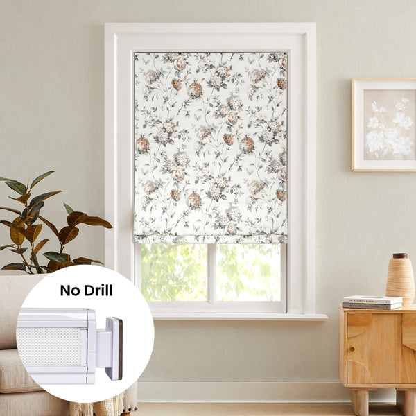 Bellina Hydrangea Patterned No Drill Roman Shades