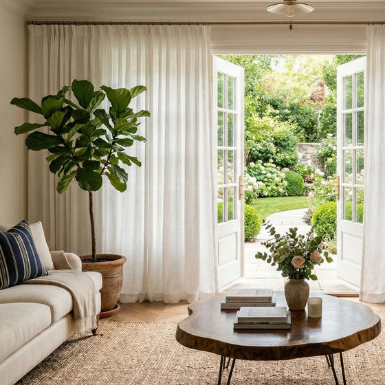 Pearl Ivory,Catherine Crossweave Linen Look Custom Curtains