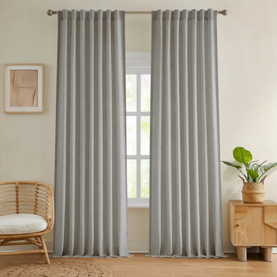 Slate Gray,Catherine Crossweave Linen Look Custom Curtains