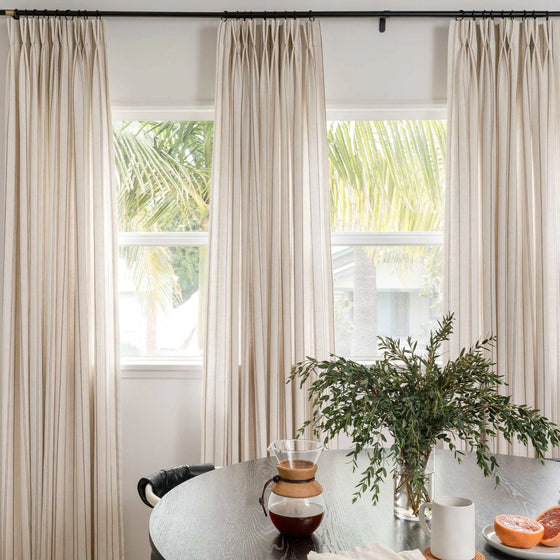 Dark Khaki,Cora Minimalist Striped Linen Curtains