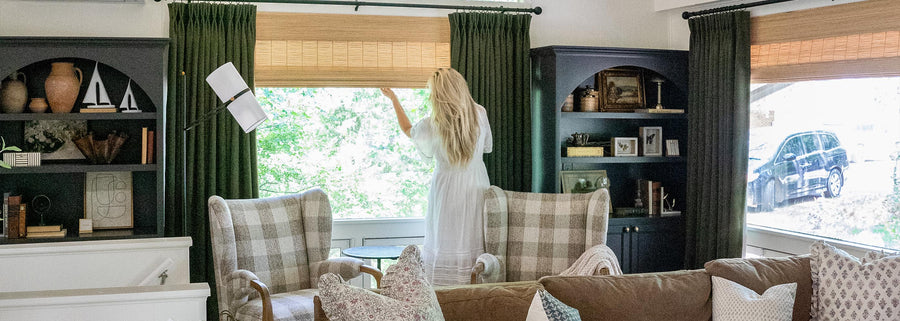 Before-and-after transformation of a room featuring CurTarra's custom curtain designs, showcasing a stylish and functional makeover