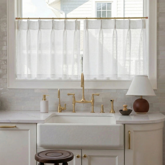 White,Ella Semi Sheer Cafe Curtains