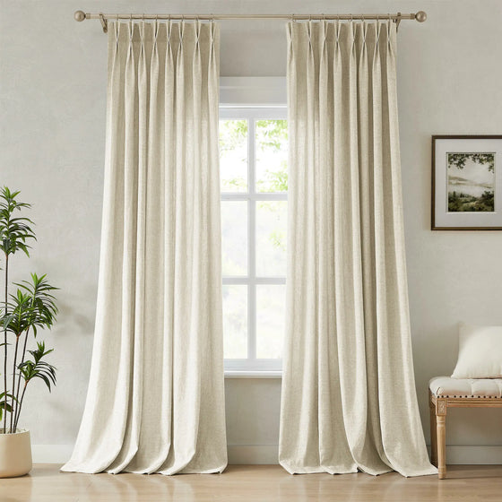 Ivory Linen,Elliot Heavy 100% Linen Curtains