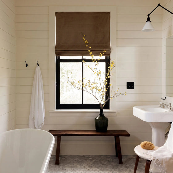 Umber Brown,Elma Soft Blackout Velvet Roman Shades