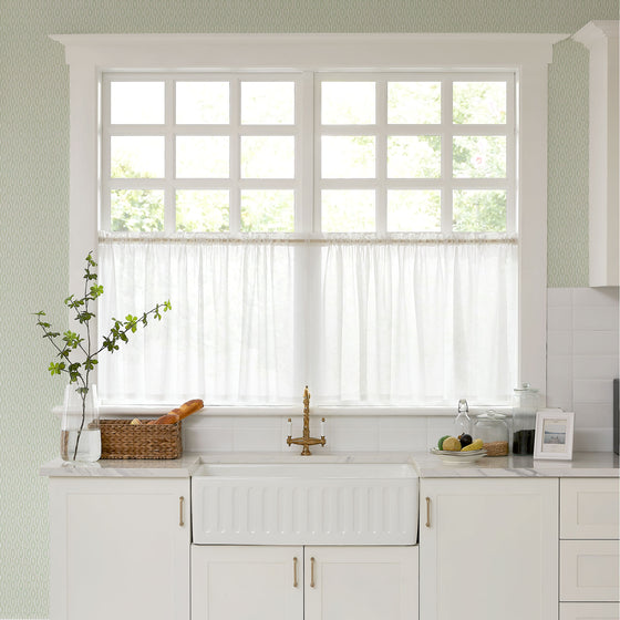 Emily Blätter Muster Transparente Café-Gardinen 