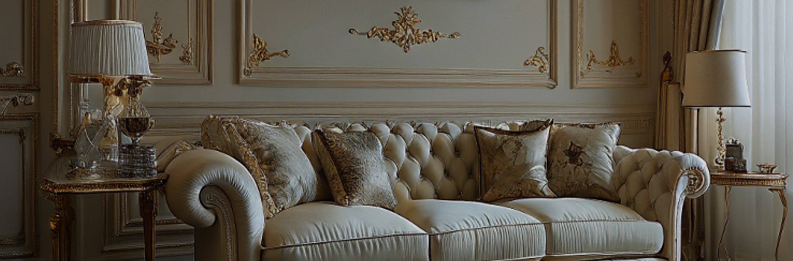 Custom Evelyn Paisley Jacquard Linen Curtains in a luxurious setting. These natural linen-viscose blend curtains feature an elegant paisley jacquard texture, offering 40%-50% light blocking. Ideal for custom window treatments, these unlined drapes provide a sophisticated touch, enhancing room decor with their natural and healthy fabric, perfect for creating a classic, light-filtering ambiance.