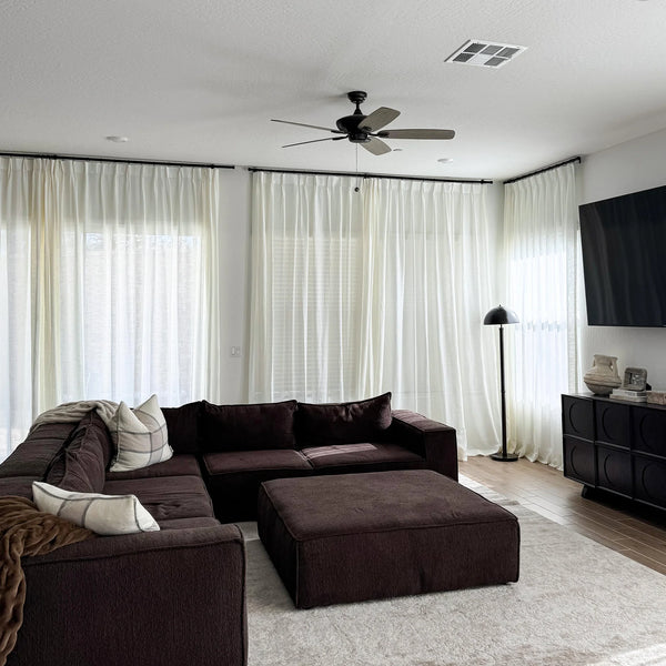 Flora Linen Semi Sheer Curtains