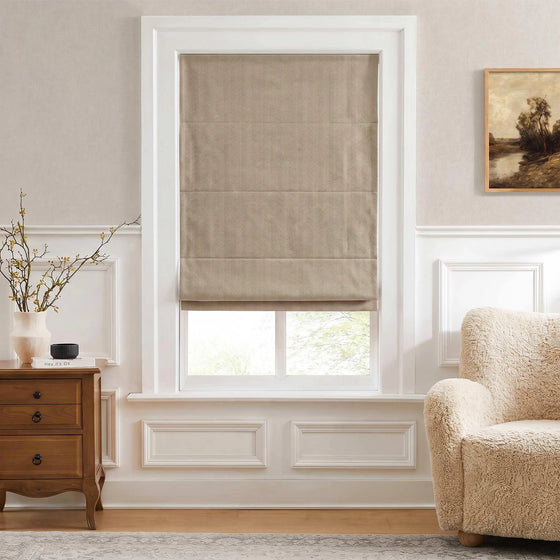 Camel,Gabriel Chenille Herringbone Texture Roman Shades