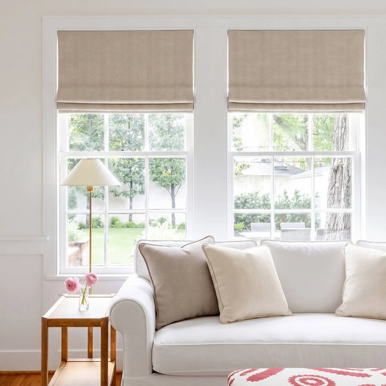Irish Cream,Gabriel Chenille Herringbone Texture Roman Shades