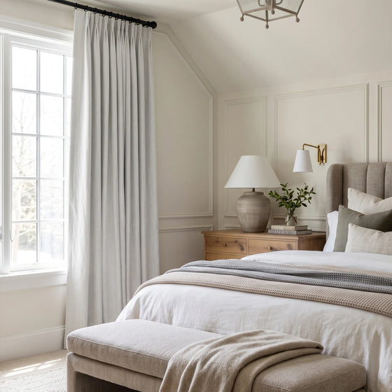 White Ash,Gary Linen Look 100% Blackout Curtains