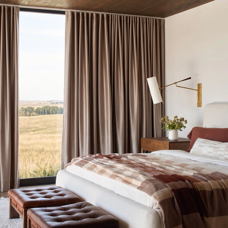 Taupe Brown,Giselle Silk Blend Luxurious Sheen Curtains