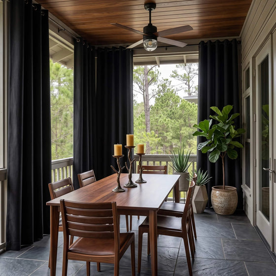 Black,Graham Sunbrella Acrylic Outdoor Curtains