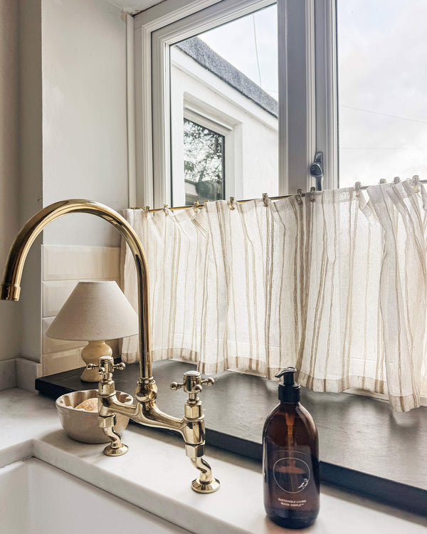 Amber Stripe Pattern Cafe Curtains