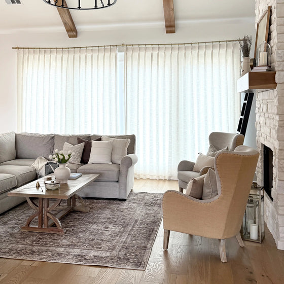 Ivory,Lesley Linen Blend Curtains