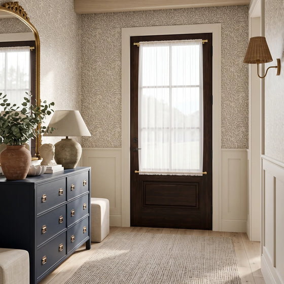 White,Margaret Durable Solid Sheer Door Curtains