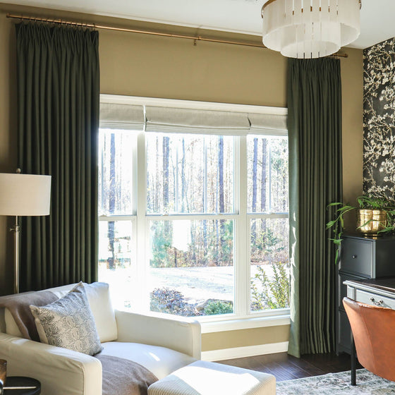 Rifle Green，Pinch Pleat Curtains