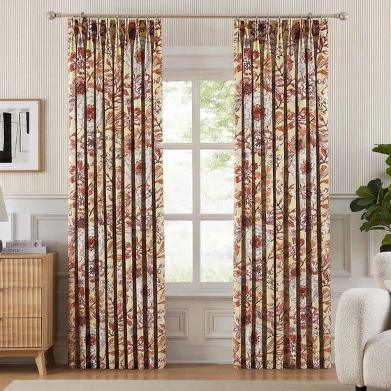 Autumn Beige,Monica Seasonal Floral Blackout Curtains
