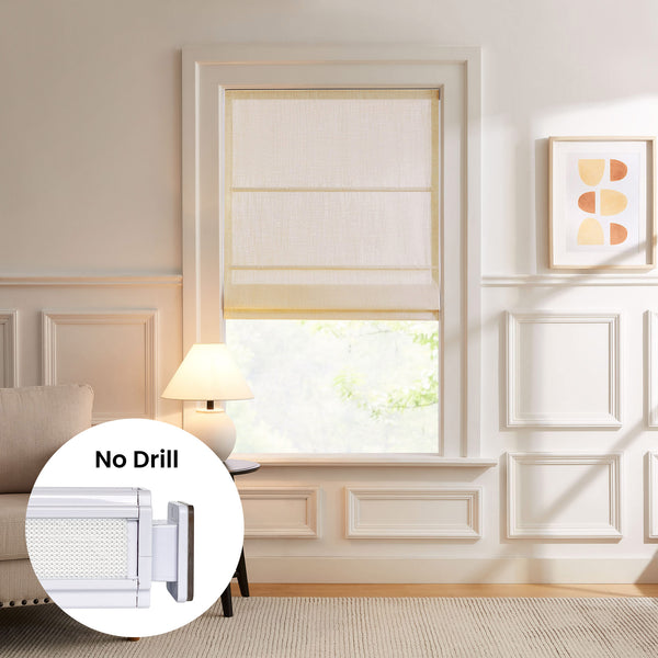 Lesley Custom Linen No Drill Roman Shades
