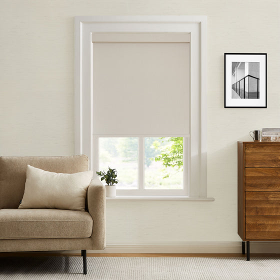 Beige,Norman double side linen look roller shades beige