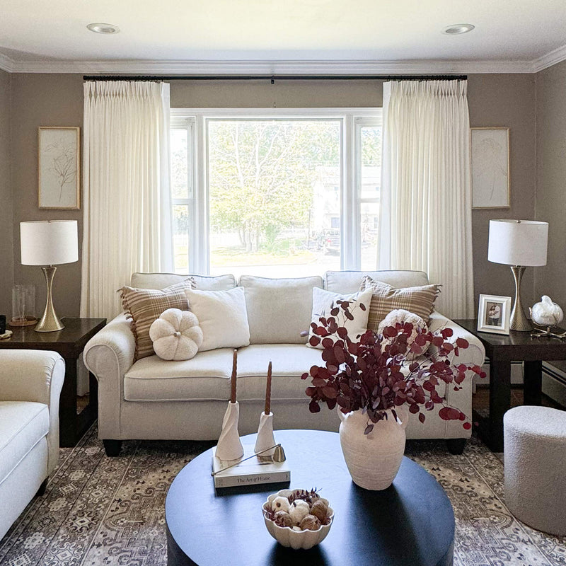 Modern living room with elegant custom curtains