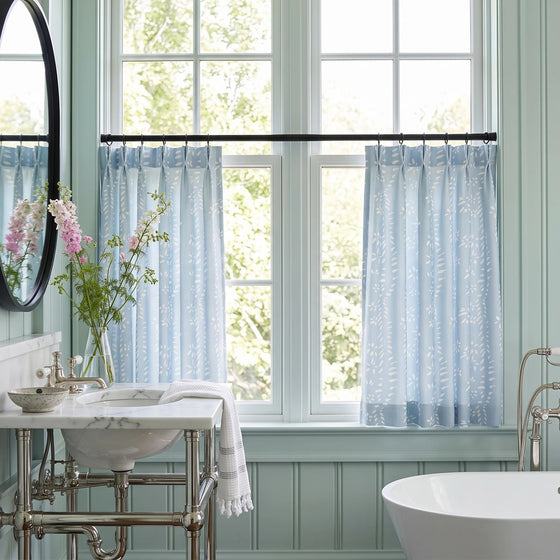 Pat Blue Designer Pattern Cafe Curtains