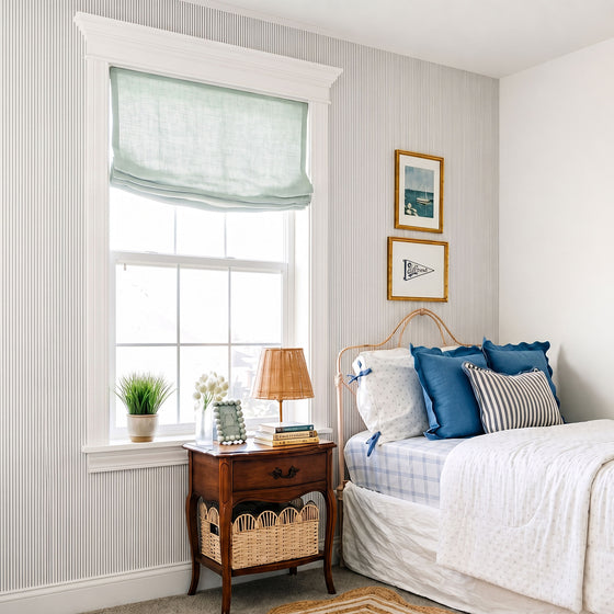Dusty Aqua,Sabrina Linen Relaxed Roman Shades