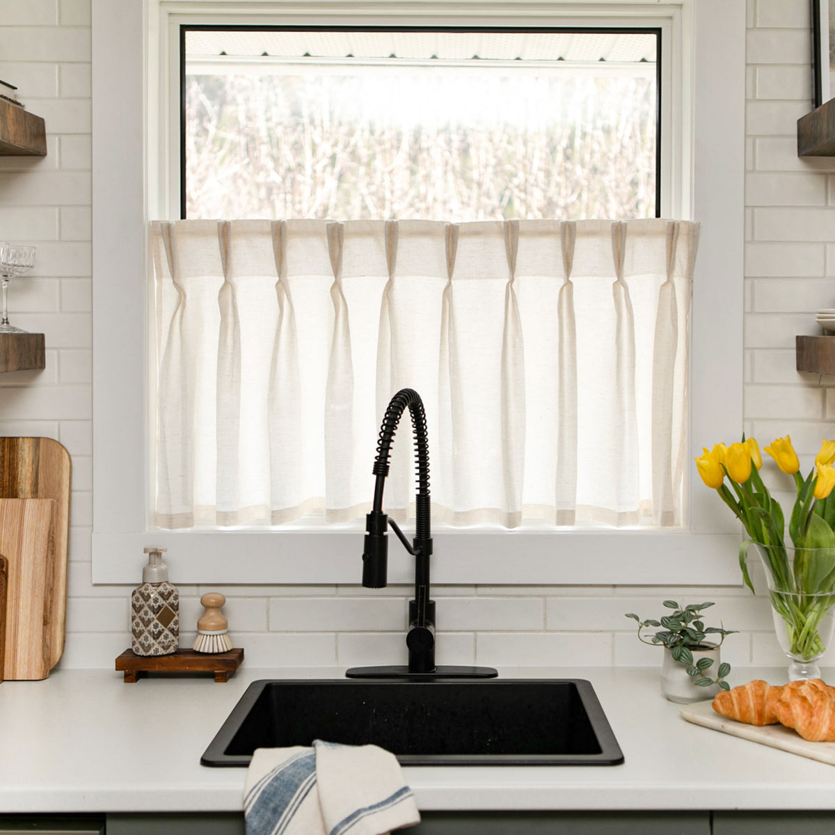 Sandra Cotton Linen Semi Voile Cafe Curtains