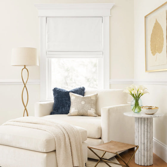 Ivory,Scott Heavyweight Soft Checked Roman Shades