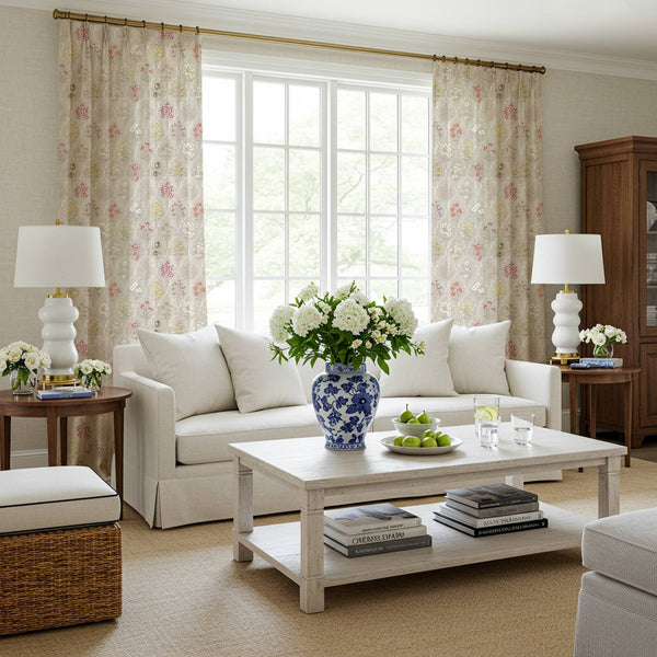 Taylor Embroidered Floral Pattern Curtains