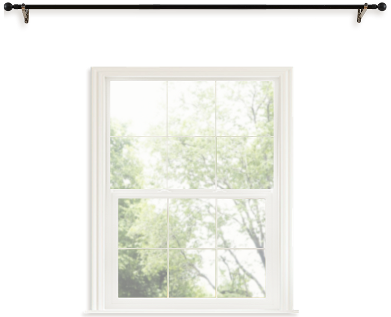 Outside mount roller shade diagram — showing extended coverage beyond window frame to eliminate side-gap glare