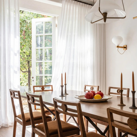 White,Ava Linen Look Semi Sheer Curtains