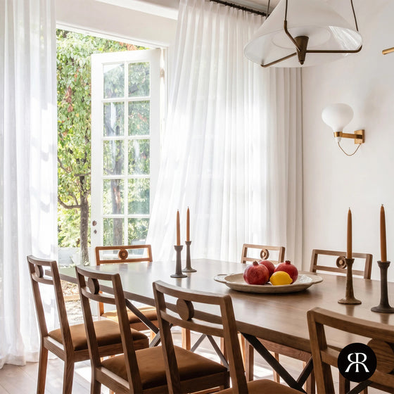 White,Ava Linen Look Semi Sheer Curtains