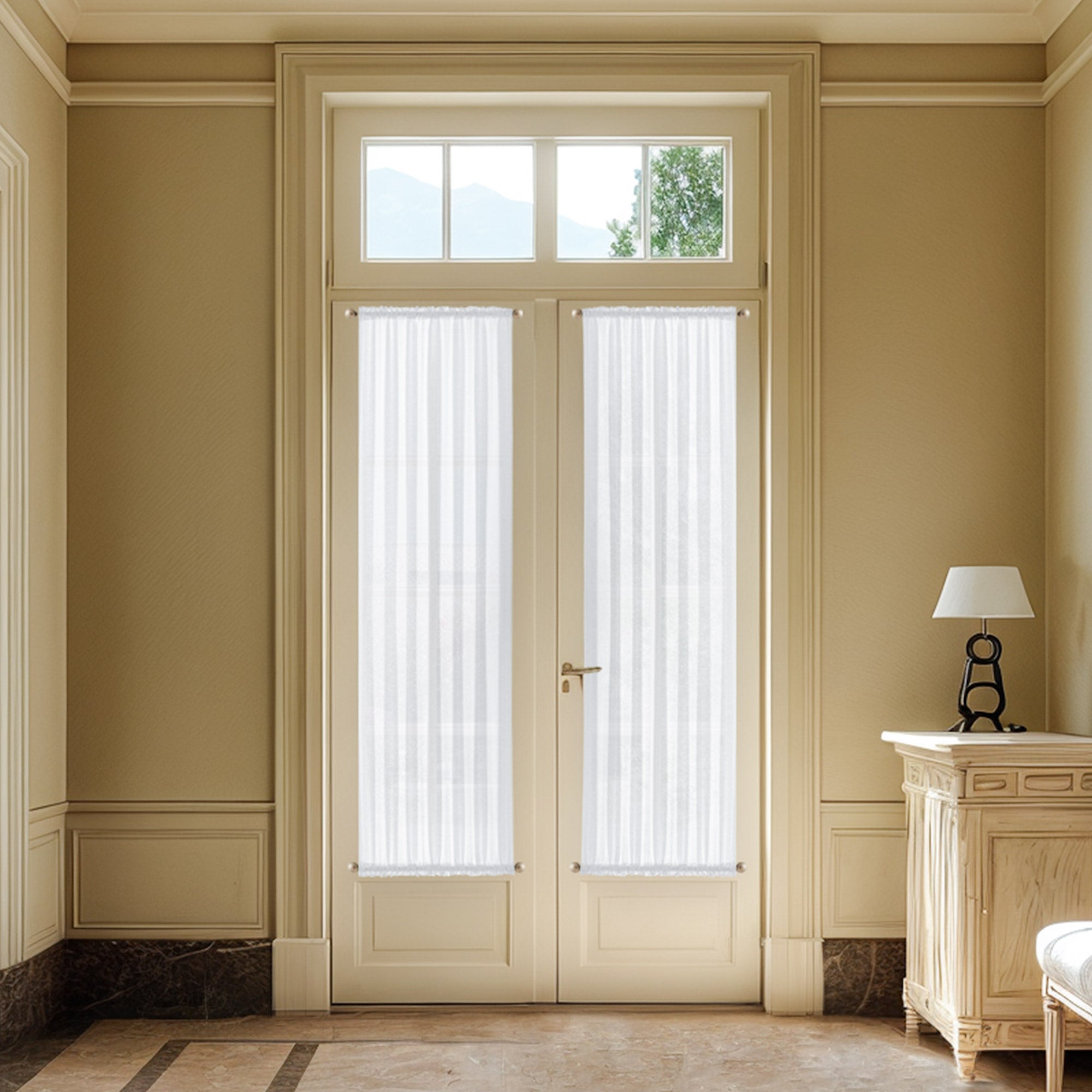 Ava Linen Look Semi Sheer Door Curtains