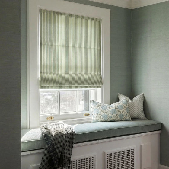 Sage Green,Avery Vertical Stripe Textured Custom Roman Shades