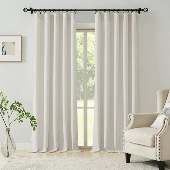 Neutral Beige,Blanche Cotton Blend Linen Look Curtains